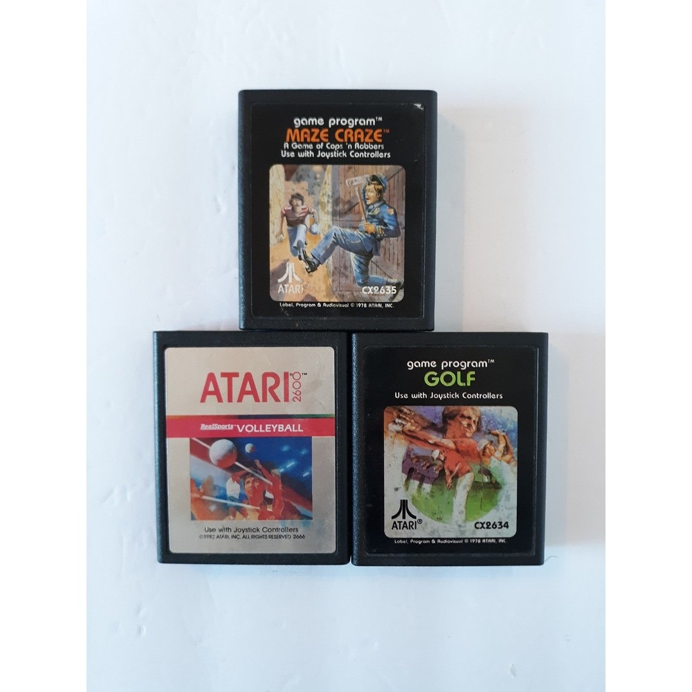 Golf / Volleyball / Maze Craze Atari 2600 Game Bundle